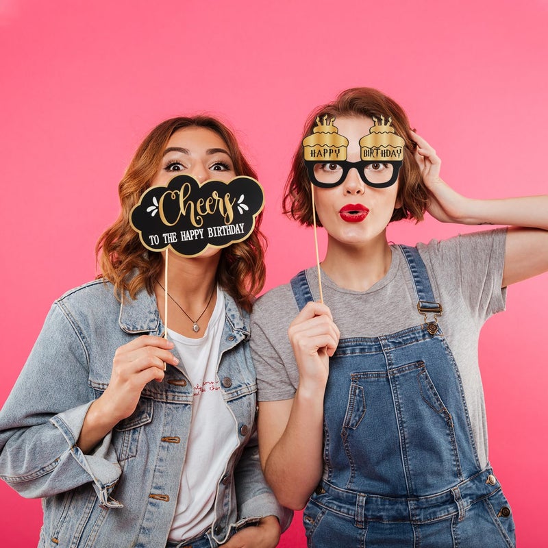 LINGTEER Happy 21st Birthday Party Photo Booth Props,Cheers to 21st Birthday 21st Years Old Bday Party Centerpieces Props Decorations Sign. - Image 5